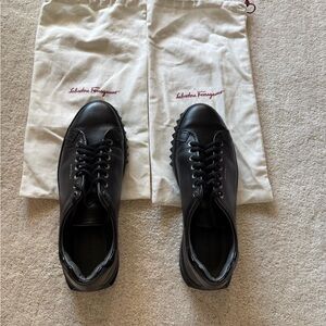 Salvatore Ferragamo Men's Black Leather Sneakers